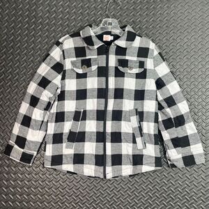Wonder Nation Black White Plaid Pattern Button Up Flannel Lined Husky Jacket‎ L